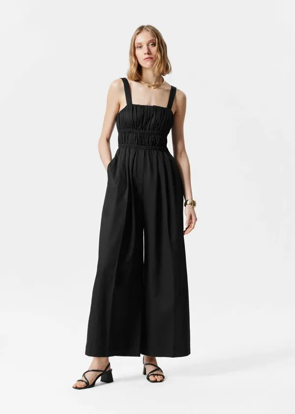 and Other Stories Wide Sleeveless Jumpsuit Black Women Trousers