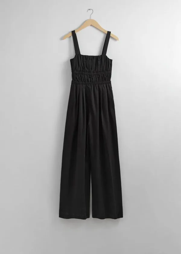 and Other Stories Wide Sleeveless Jumpsuit Black Women Trousers