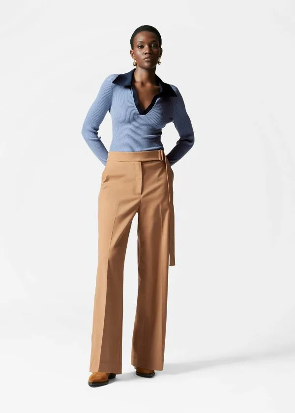 and Other Stories Wide Tailored Trousers Brown Women Trousers