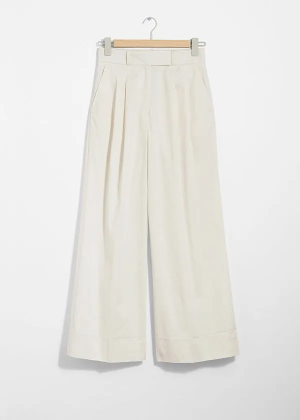 and Other Stories Wide Tailored Trousers White Women Trousers