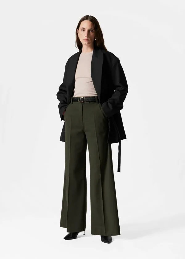 and Other Stories Wide Trousers Dark Green Women Trousers