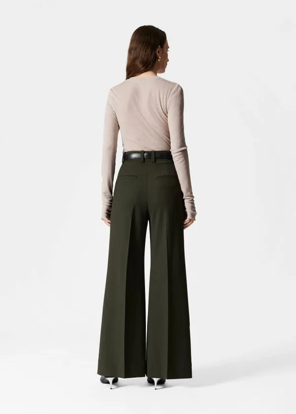 and Other Stories Wide Trousers Dark Green Women Trousers