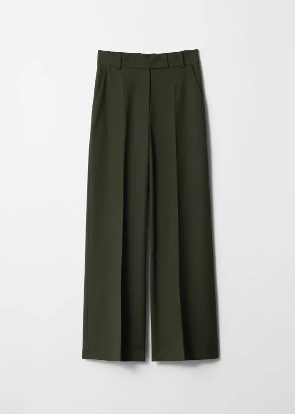 and Other Stories Wide Trousers Dark Green Women Trousers