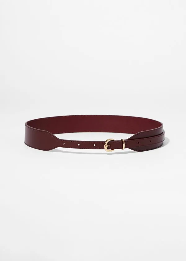 and Other Stories Wide Waist Belt Burgundy Women Belts