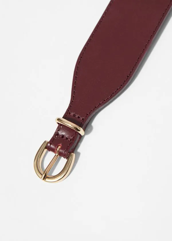 and Other Stories Wide Waist Belt Burgundy Women Belts