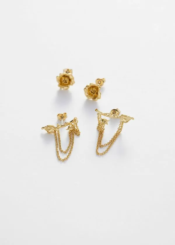 and Other Stories Wild Rose Earrings Set Gold Women Earrings