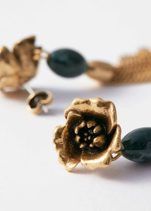 and Other Stories Wild Rose Pendant Earrings Gold Women Earrings