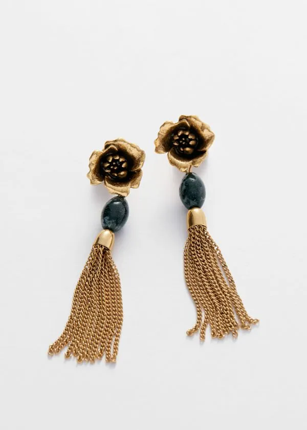 and Other Stories Wild Rose Pendant Earrings Gold Women Earrings