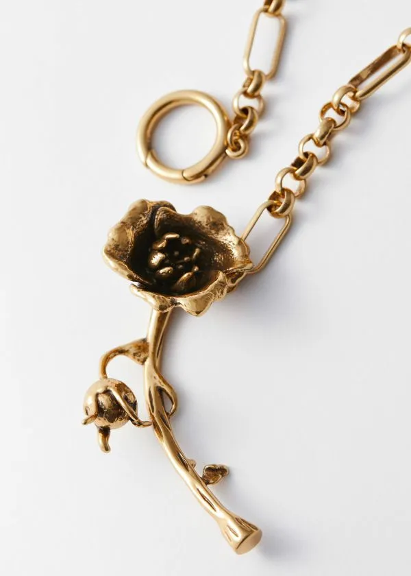 and Other Stories Wild Rose Pendant Necklace Gold Women Necklaces