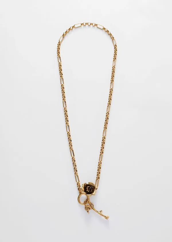 and Other Stories Wild Rose Pendant Necklace Gold Women Necklaces