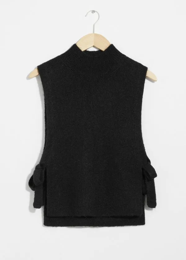 and Other Stories Wool Bib Collar Black Women Knitwear