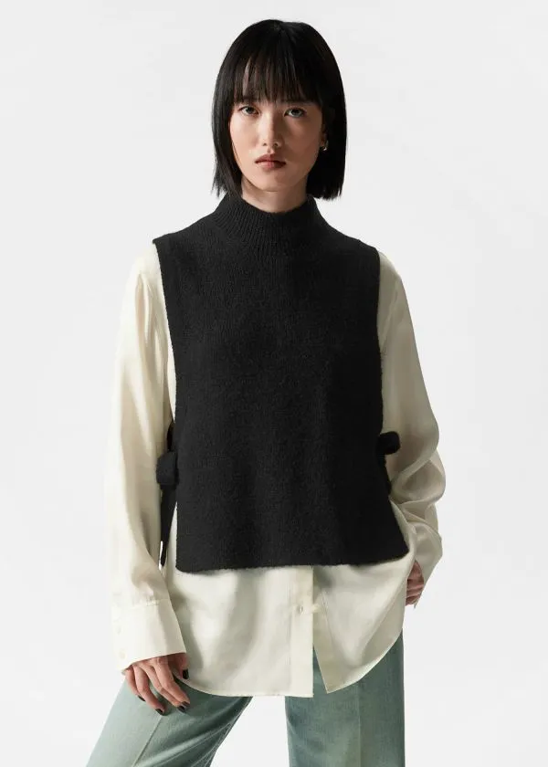 and Other Stories Wool Bib Collar Black Women Knitwear