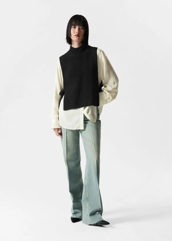 and Other Stories Wool Bib Collar Black Women Knitwear