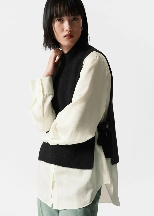 and Other Stories Wool Bib Collar Black Women Knitwear