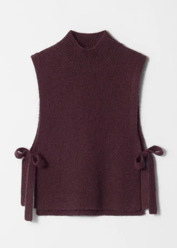 and Other Stories Wool Bib Collar Burgundy Women Knitwear