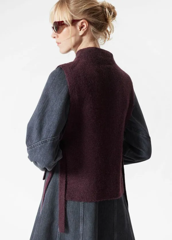 and Other Stories Wool Bib Collar Burgundy Women Knitwear