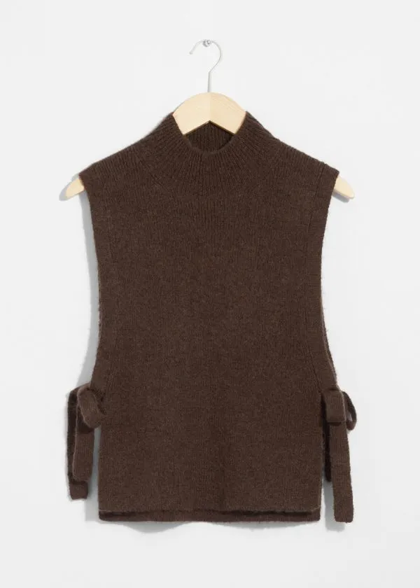 and Other Stories Wool Bib Collar Dark Brown Women Knitwear