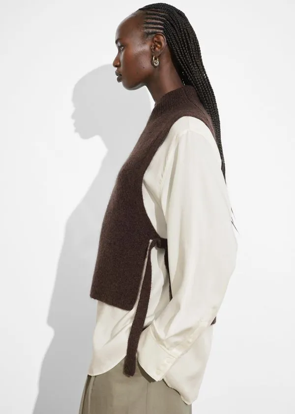 and Other Stories Wool Bib Collar Dark Brown Women Knitwear