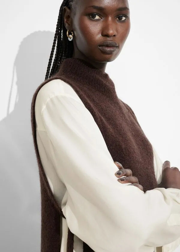 and Other Stories Wool Bib Collar Dark Brown Women Knitwear