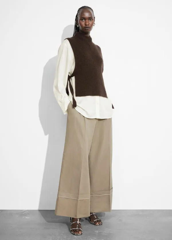 and Other Stories Wool Bib Collar Dark Brown Women Knitwear