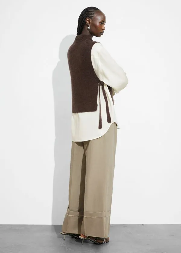 and Other Stories Wool Bib Collar Dark Brown Women Knitwear