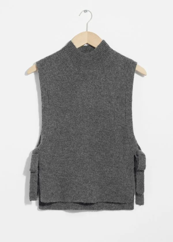 and Other Stories Wool Bib Collar Grey Women Knitwear