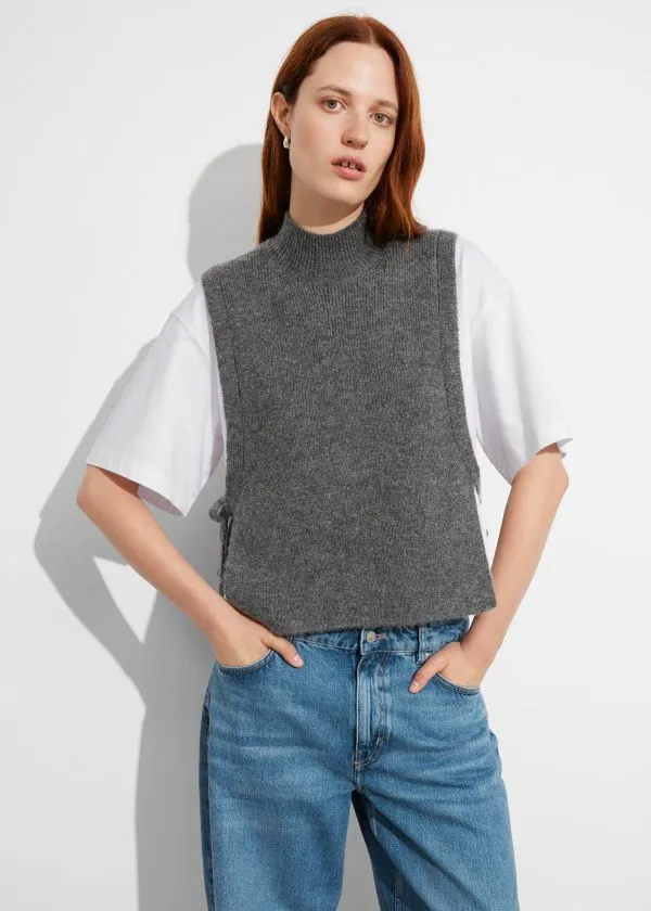and Other Stories Wool Bib Collar Grey Women Knitwear