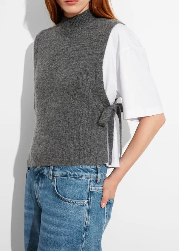 and Other Stories Wool Bib Collar Grey Women Knitwear