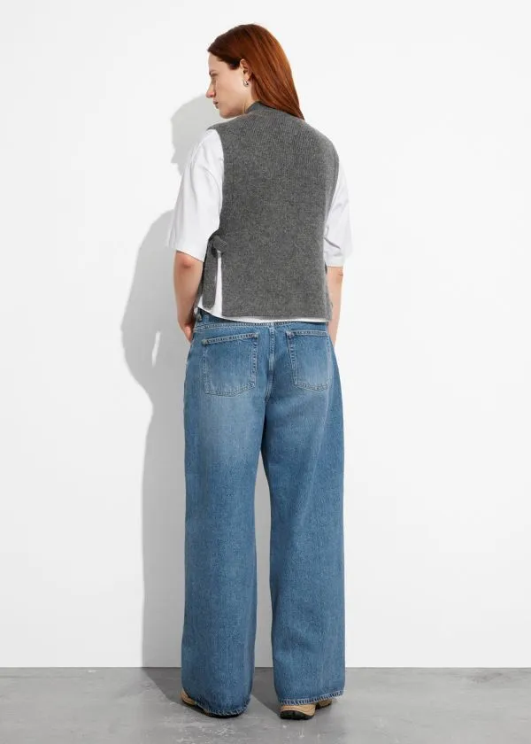 and Other Stories Wool Bib Collar Grey Women Knitwear