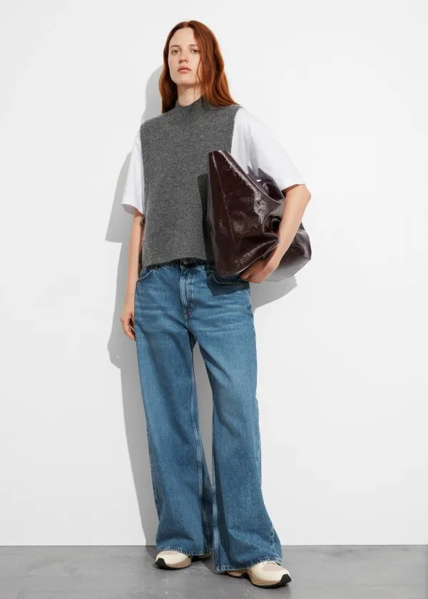 and Other Stories Wool Bib Collar Grey Women Knitwear
