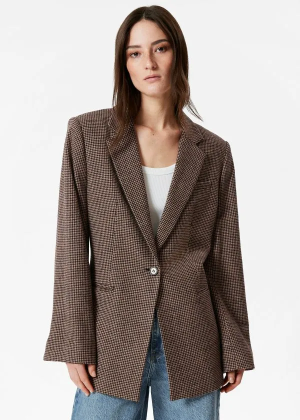 and Other Stories Wool Blazer Brown Houndstooth Women Blazers and Waistcoats