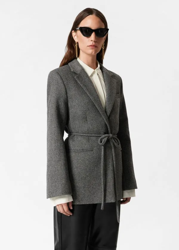 and Other Stories Wool Blazer Grey Tweed Women Blazers and Waistcoats and Other Stories Wool Blazer Grey Tweed Women Blazers and Waistcoats