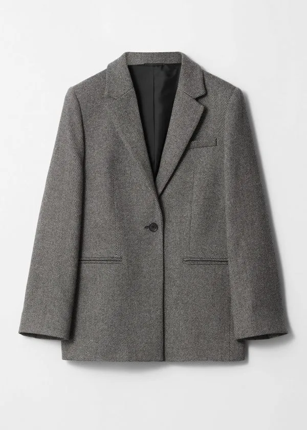 and Other Stories Wool Blazer Grey Tweed Women Blazers and Waistcoats and Other Stories Wool Blazer Grey Tweed Women Blazers and Waistcoats