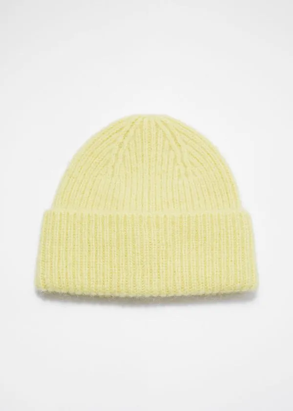 and Other Stories Wool Blend Beanie Lemon Women Headwear