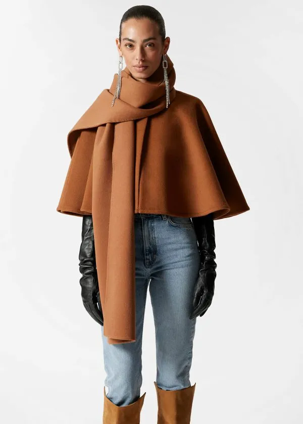 and Other Stories WoolBlend Cape Brown Women Scarves