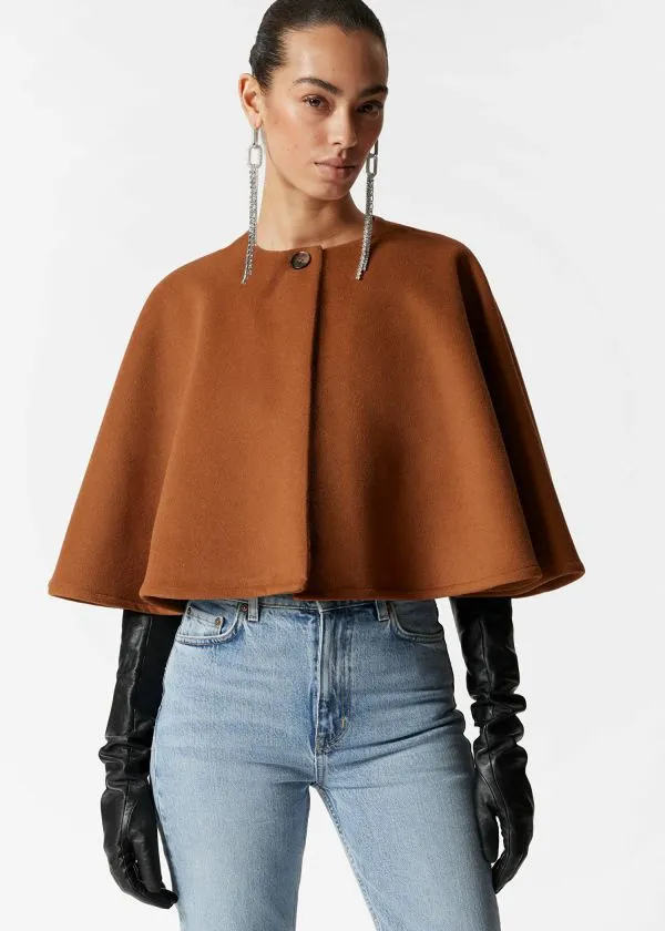 and Other Stories WoolBlend Cape Brown Women Scarves