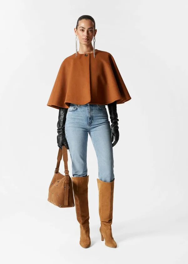and Other Stories WoolBlend Cape Brown Women Scarves