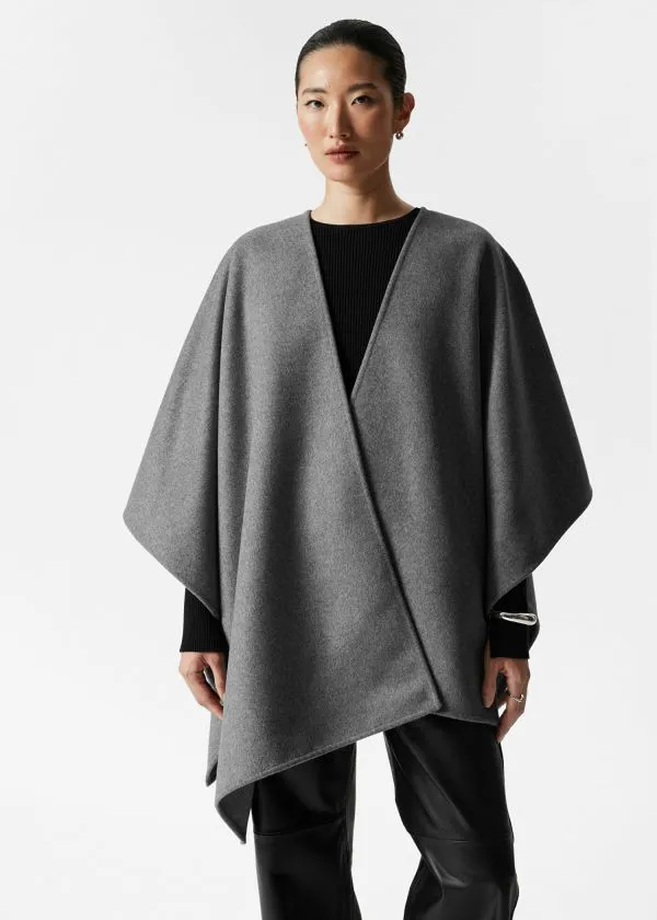 and Other Stories Wool Cape Grey Women Scarves