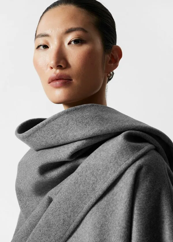and Other Stories Wool Cape Grey Women Scarves