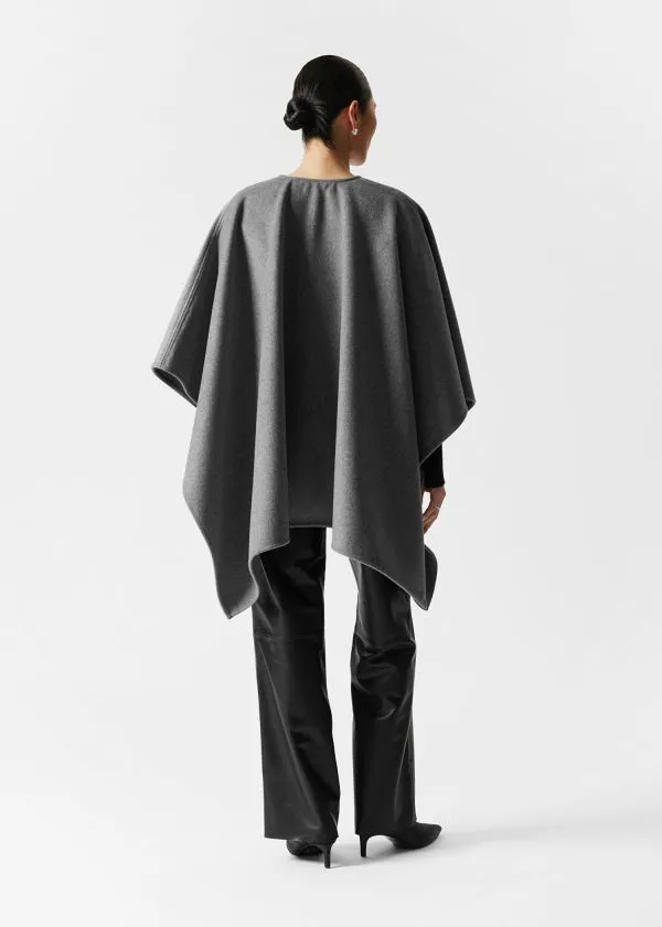 and Other Stories Wool Cape Grey Women Scarves
