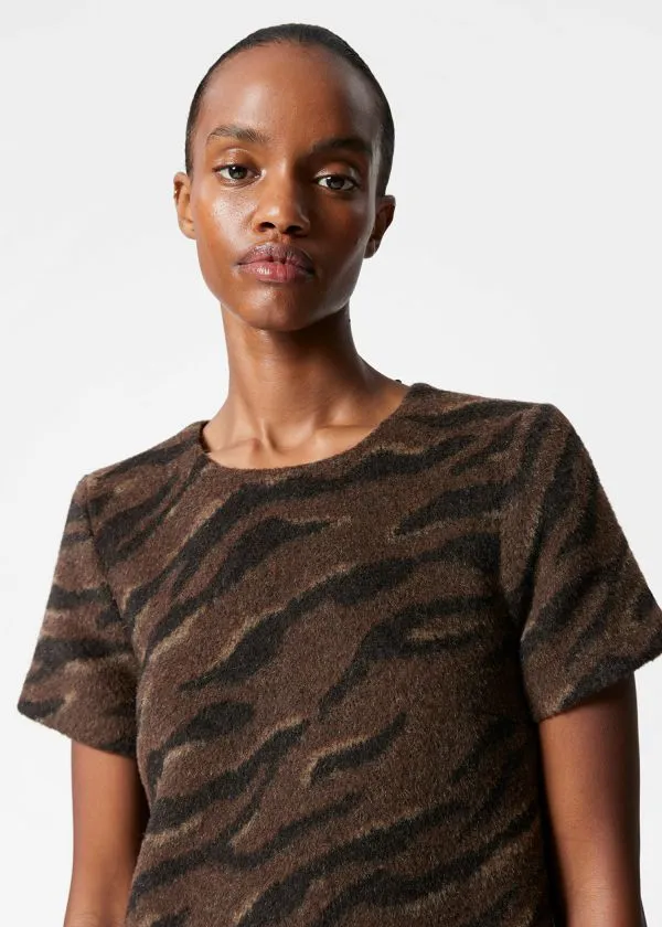 and Other Stories Wool Jacquard Mini Dress Brown Women Dresses