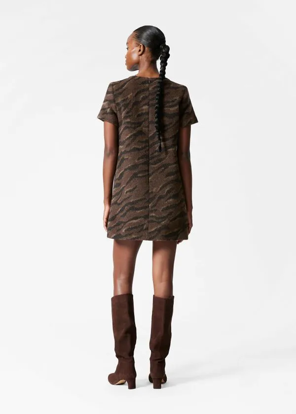 and Other Stories Wool Jacquard Mini Dress Brown Women Dresses