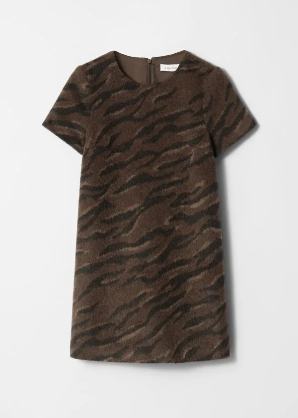 and Other Stories Wool Jacquard Mini Dress Brown Women Dresses