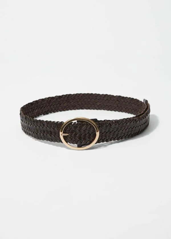 and Other Stories Woven Leather Belt Mahogany Women Belts