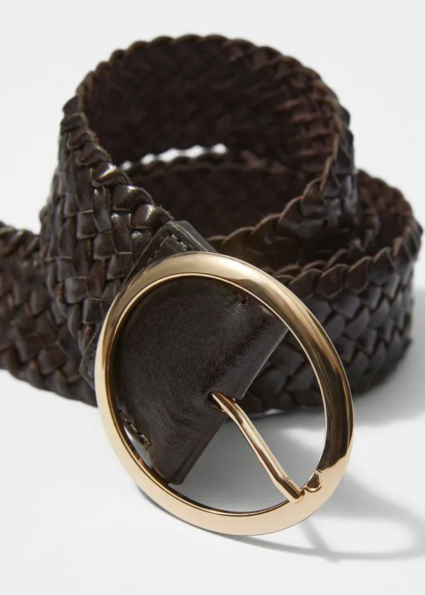 and Other Stories Woven Leather Belt Mahogany Women Belts