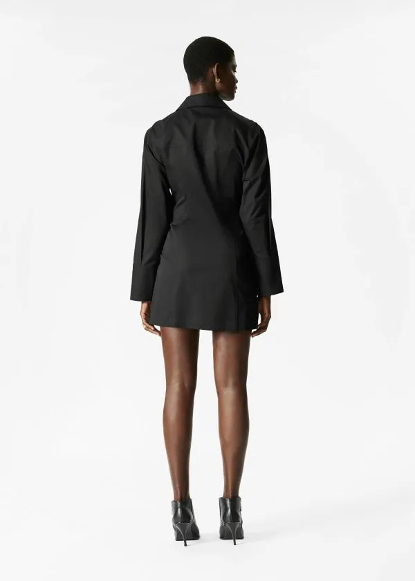 and Other Stories Wrap Shirt Mini Dress Black Women Dresses