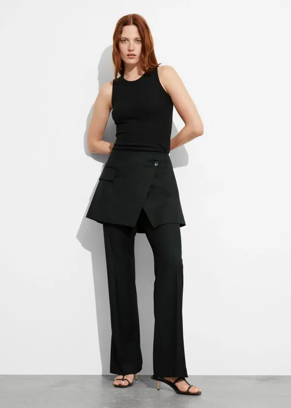 and Other Stories WrapSkirt Trousers Black Women Sets and Suits
