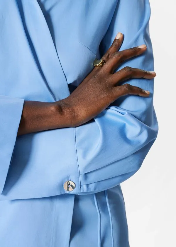 and Other Stories WrapTie Shirt Mid Blue Women Blouses and Shirts