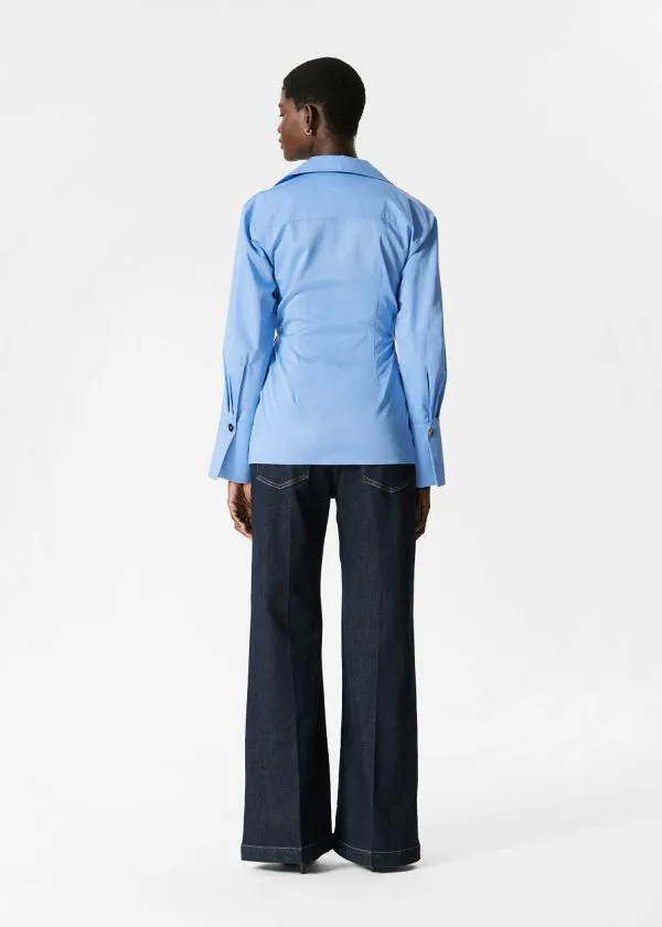 and Other Stories WrapTie Shirt Mid Blue Women Blouses and Shirts