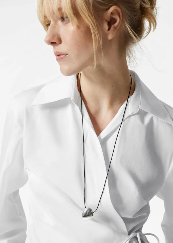 and Other Stories WrapTie Shirt White Women Blouses and Shirts